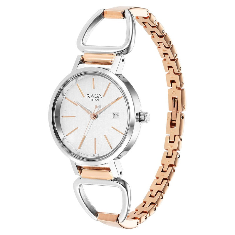 Titan Silver Dial Quartz Analog with Date Watch for Women