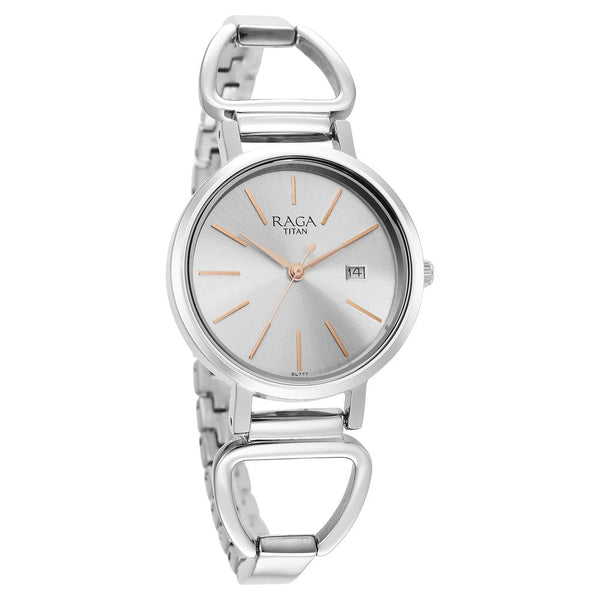 Titan Raga Viva Silver Analog Date Metal Strap watch for Women