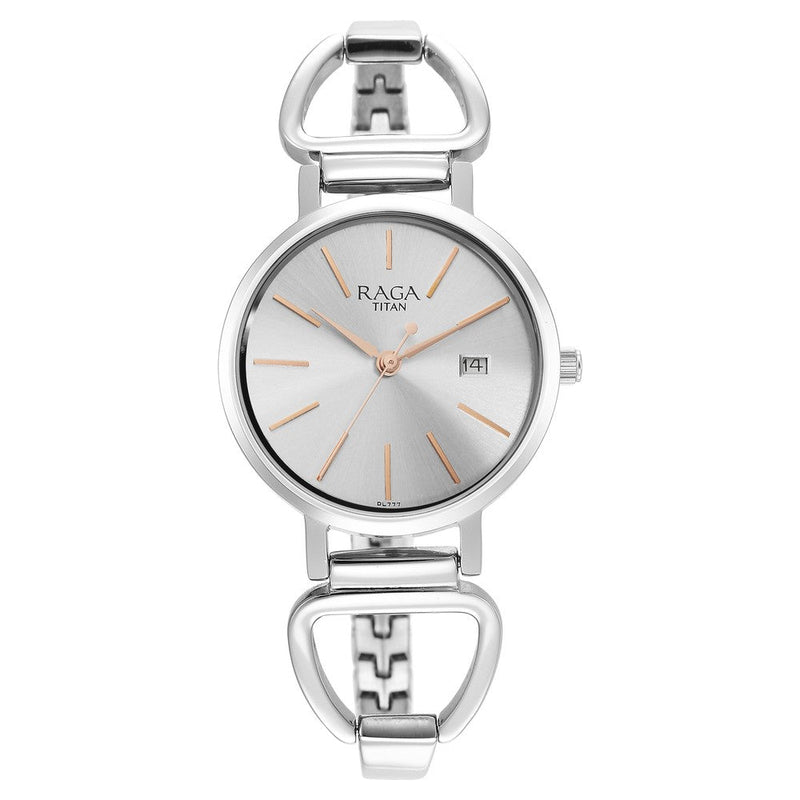 Titan Raga Viva Silver Analog Date Metal Strap watch for Women