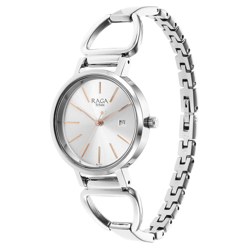 Titan Raga Viva Silver Analog Date Metal Strap watch for Women