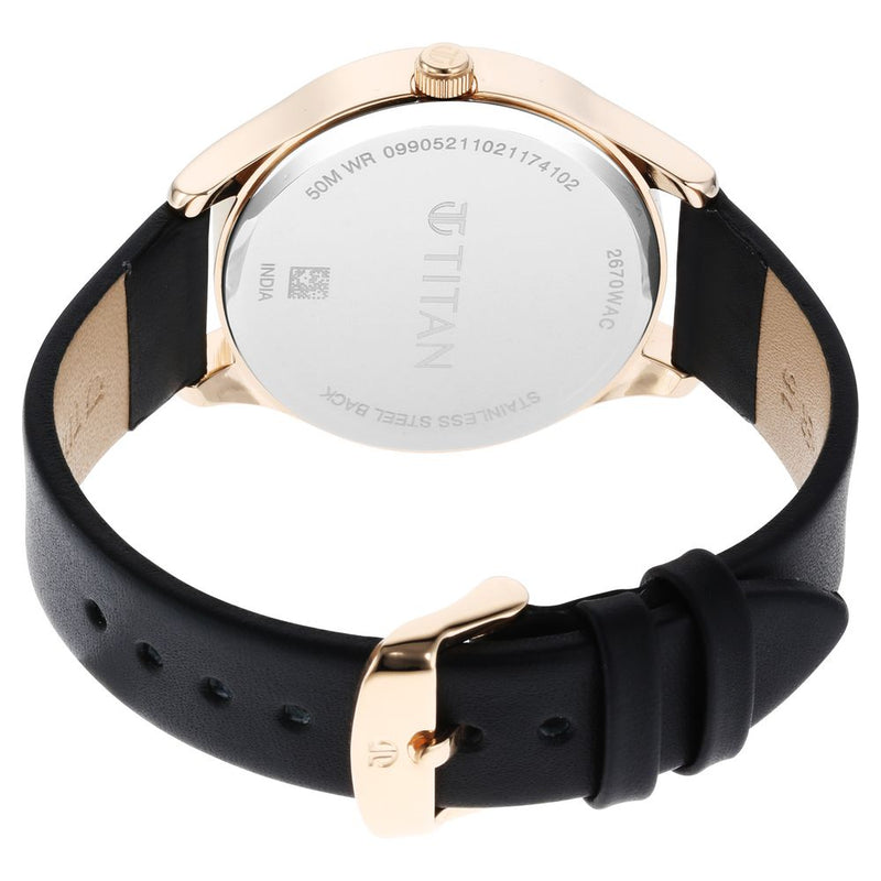 Titan Wander Black Dial Analog Leather Strap watch for Women