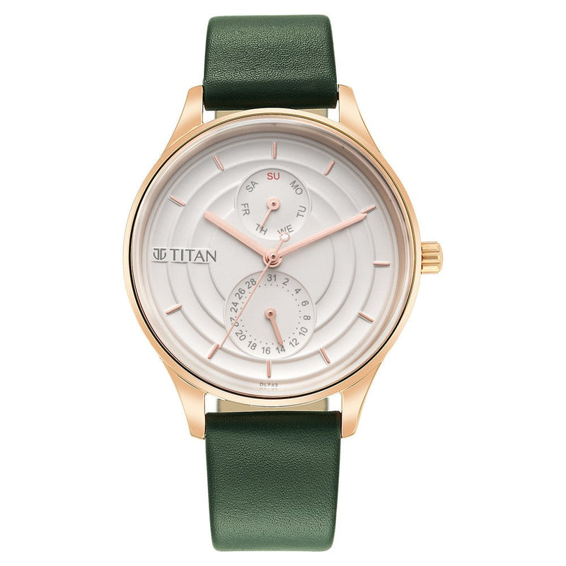 Titan Neo Workdays Silver Dial Multi Leather Strap watch for Women