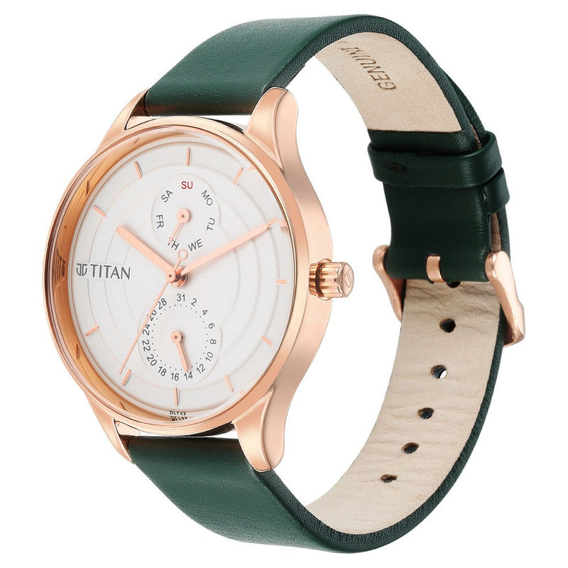 Titan Neo Workdays Silver Dial Multi Leather Strap watch for Women