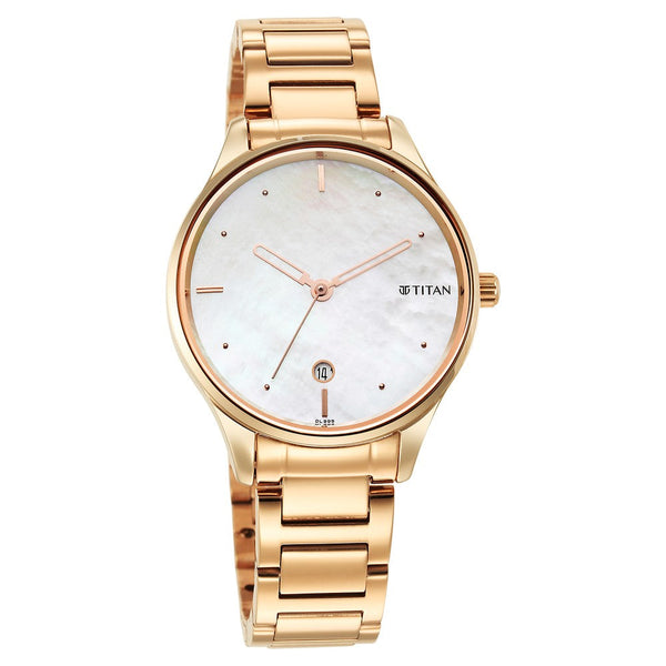 Titan Pastel Dreams White Mother Of Pearl Dial Analog Metal Strap watch for Women