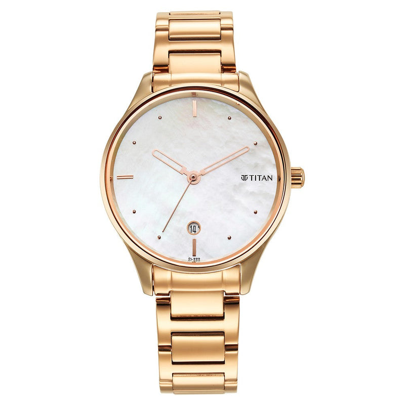 Titan Pastel Dreams White Mother Of Pearl Dial Analog Metal Strap watch for Women