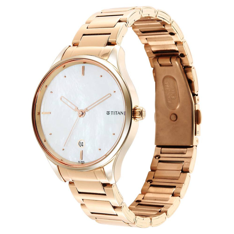 Titan Pastel Dreams White Mother Of Pearl Dial Analog Metal Strap watch for Women