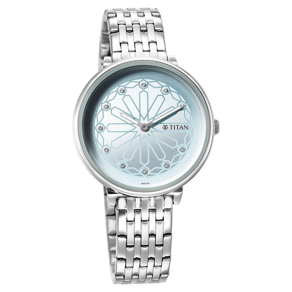 Titan Marhaba Sky Blue Dial Analog Stainless Steel Strap watch for Women