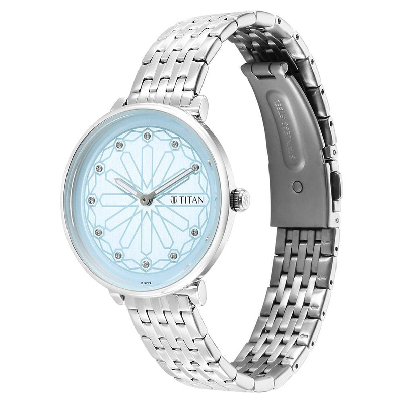 Titan Marhaba Sky Blue Dial Analog Stainless Steel Strap watch for Women