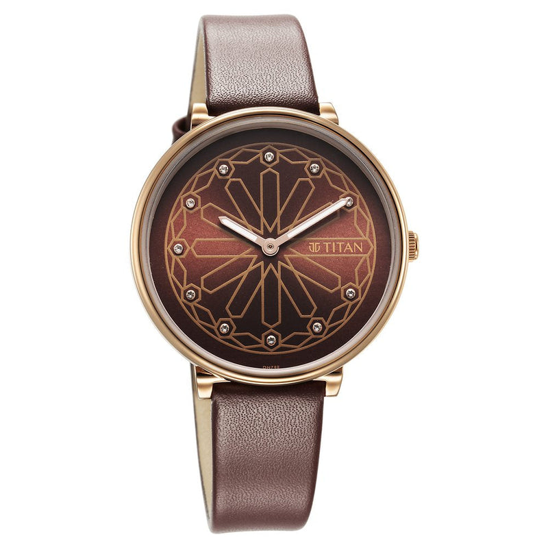 Titan Marhaba Brown Dial Analog Leather Strap watch for Women