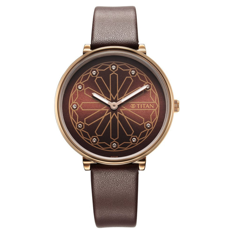 Titan Marhaba Brown Dial Analog Leather Strap watch for Women