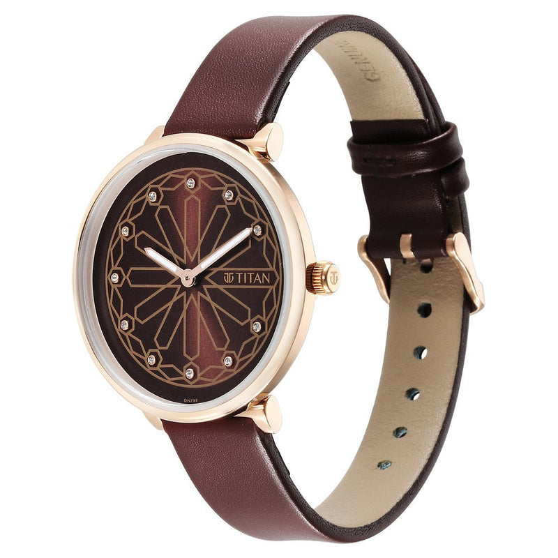 Titan Marhaba Brown Dial Analog Leather Strap watch for Women