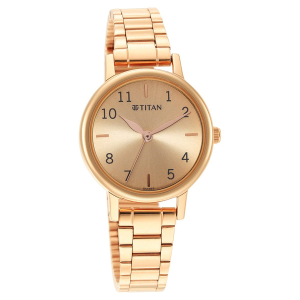 Titan Karishma Rose Gold Dial Analog Stainless Steel Strap Watch for Women