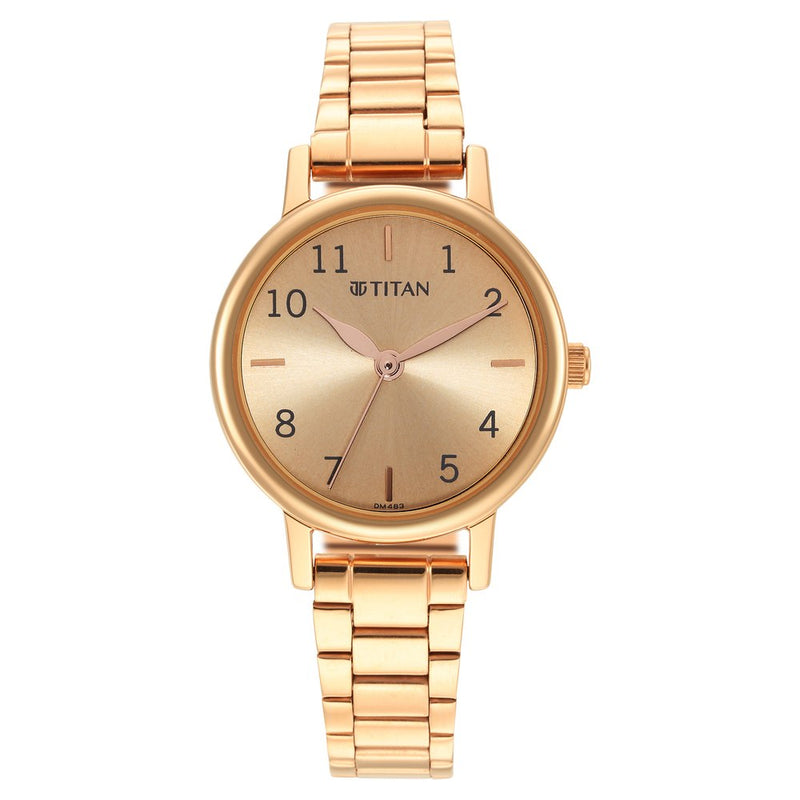 Titan Karishma Rose Gold Dial Analog Stainless Steel Strap Watch for Women