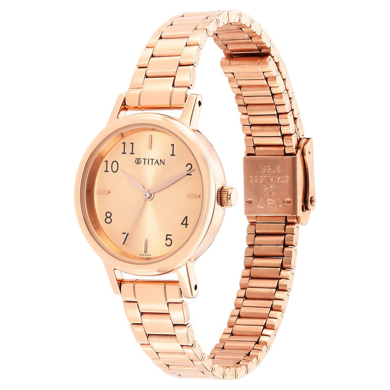 Titan Karishma Rose Gold Dial Analog Stainless Steel Strap Watch for Women