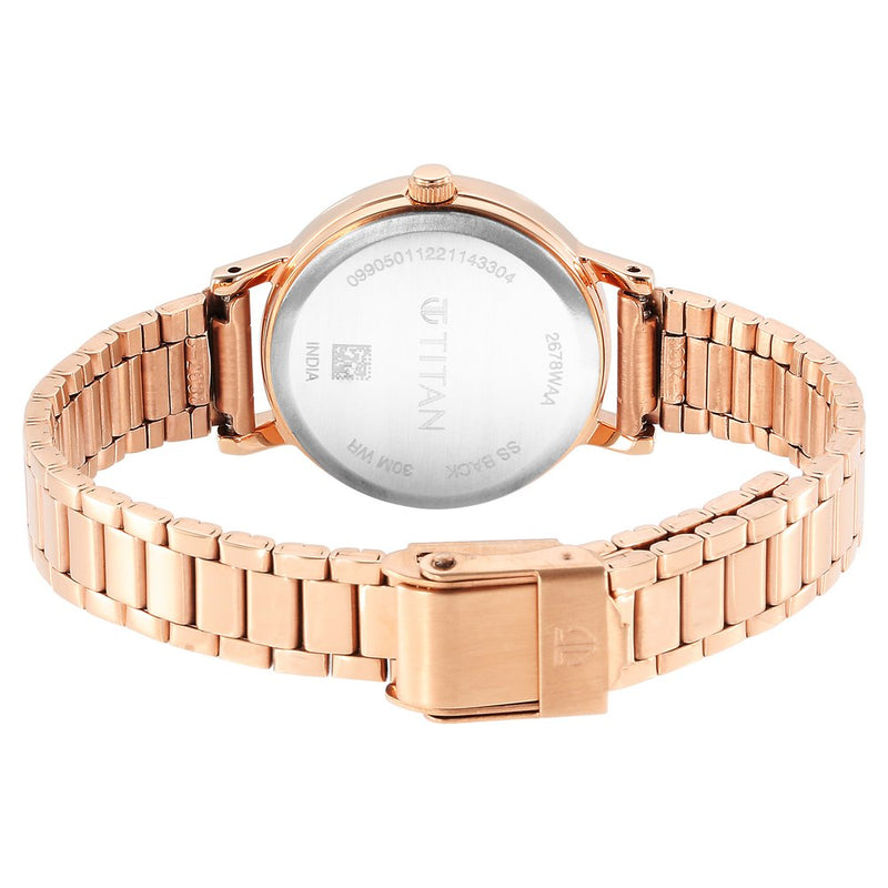 Titan Karishma Rose Gold Dial Analog Stainless Steel Strap Watch for Women