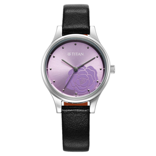 Titan Karishma Quartz Analog Purple Leather Strap for Women