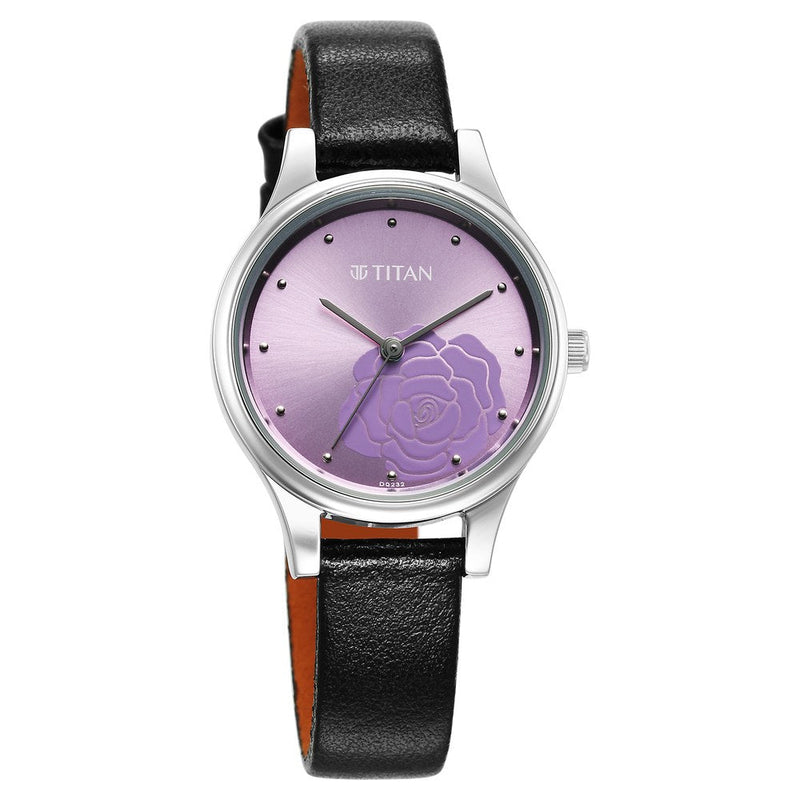 Titan Karishma Quartz Analog Purple Leather Strap for Women