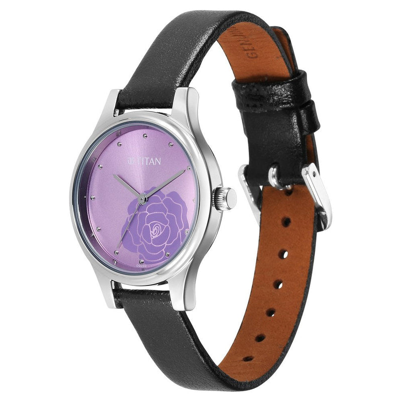 Titan Karishma Quartz Analog Purple Leather Strap for Women