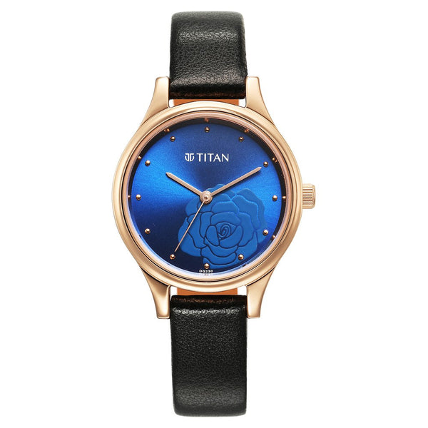 Titan Karishma Quartz Analog Blue Leather Strap for Women