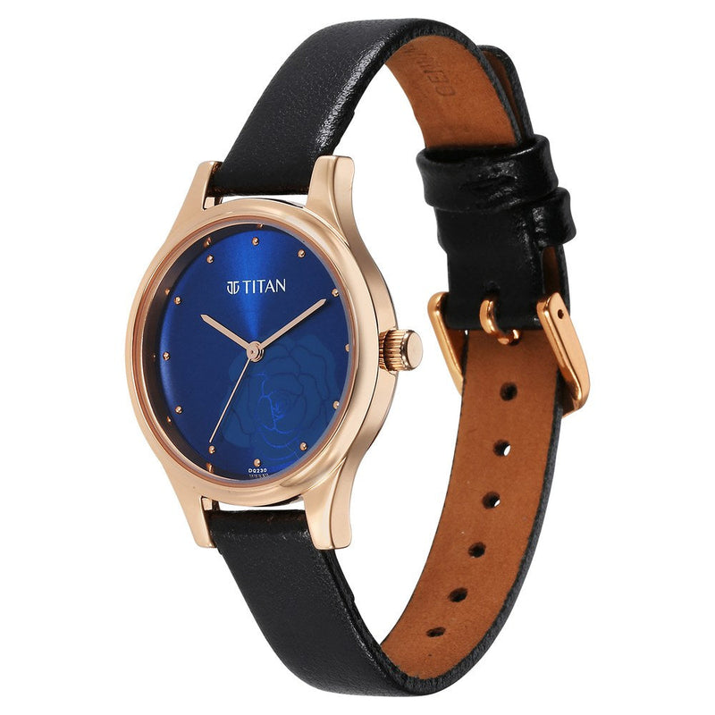 Titan Karishma Quartz Analog Blue Leather Strap for Women