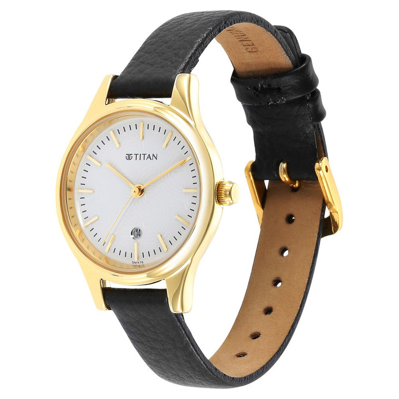 Titan Karishma White Dial Analog Leather Strap watch for Women