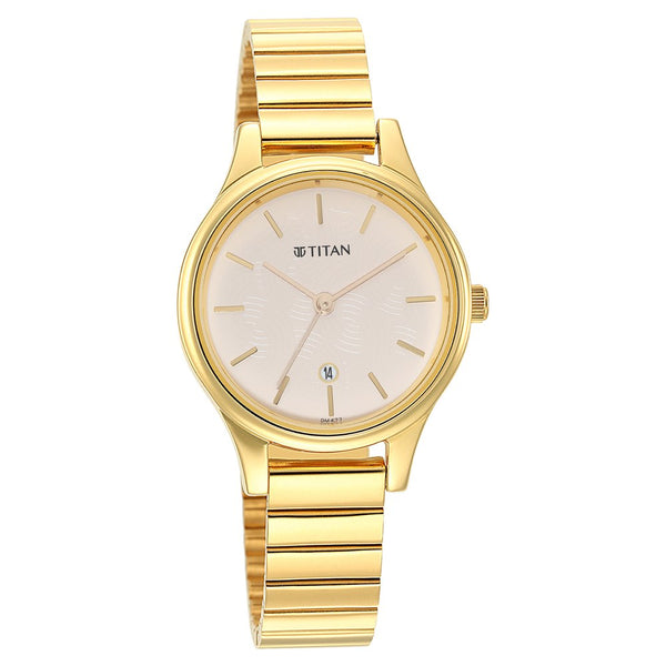 Titan Karishma Beige Dial Analog Stainless Steel Strap watch for Women