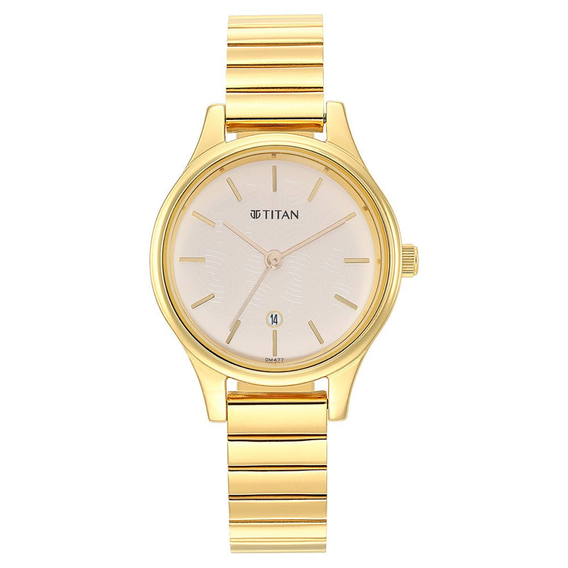 Titan Karishma Beige Dial Analog Stainless Steel Strap watch for Women