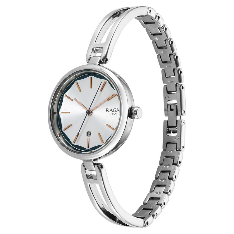 Titan Raga Viva Silver Dial Metal Strap Watch for Women