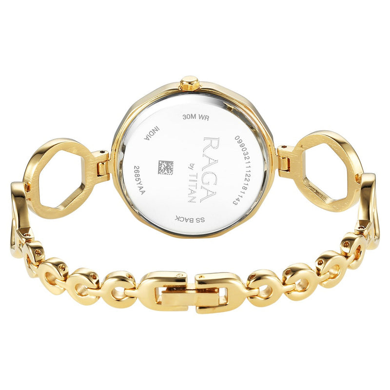 Titan Raga Viva Golden Dial Analog Quartz Metal Strap Watch for Women