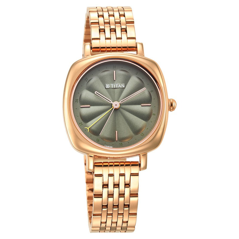 Neo Green Dial Stainless Steel Strap Watch for Women