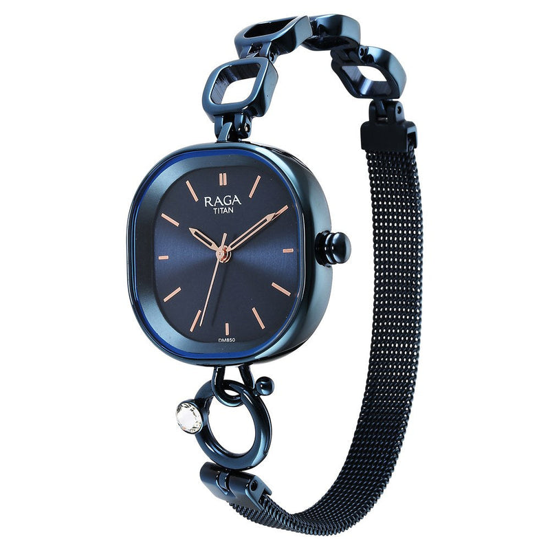 Titan Raga Delight Blue Dial Analog Metal Strap Watch for Women