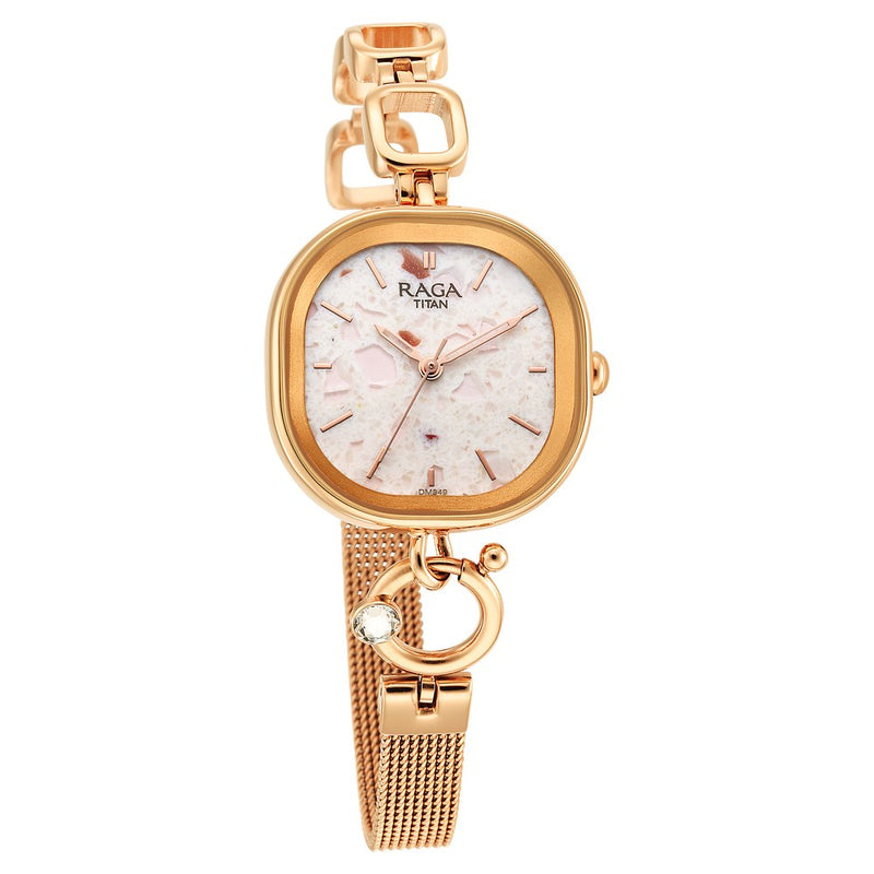 Titan Raga Delight Pink Dial Analog Metal Strap watch for Women