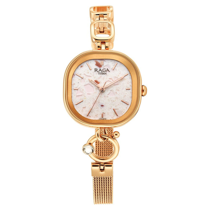 Titan Raga Delight Pink Dial Analog Metal Strap watch for Women