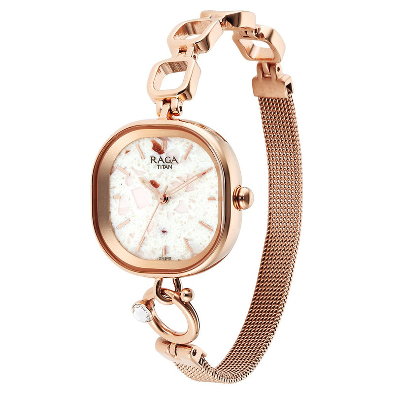 Titan Raga Delight Pink Dial Analog Metal Strap watch for Women