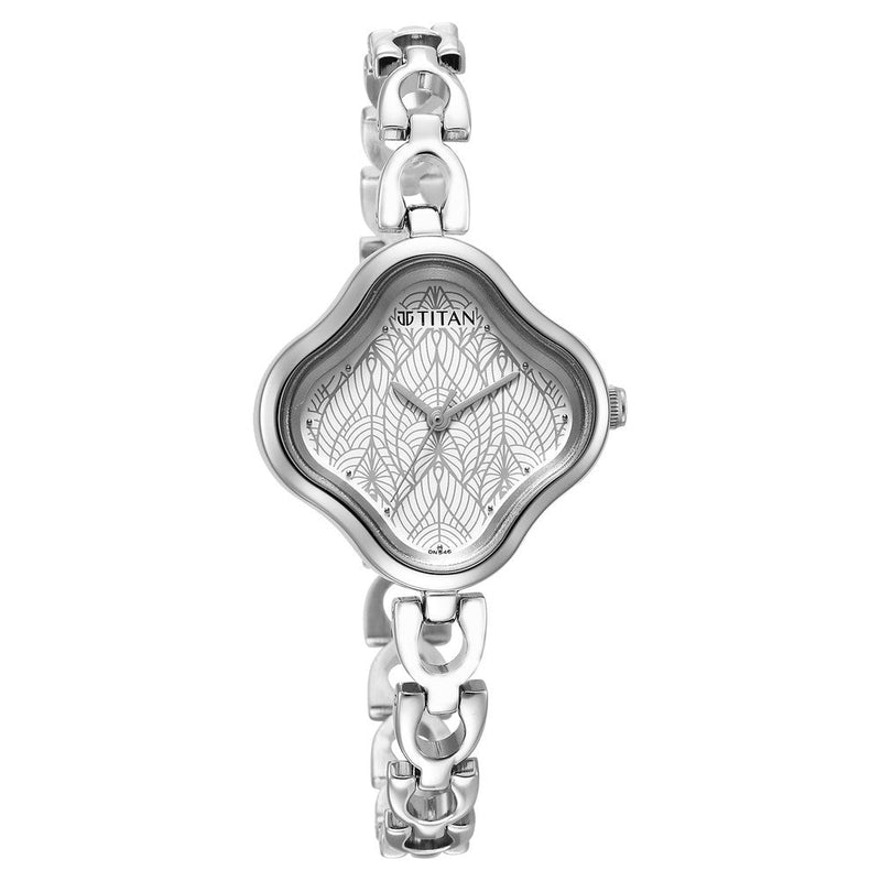 Titan Karishma White Dial Analog Metal Strap Watch for Women