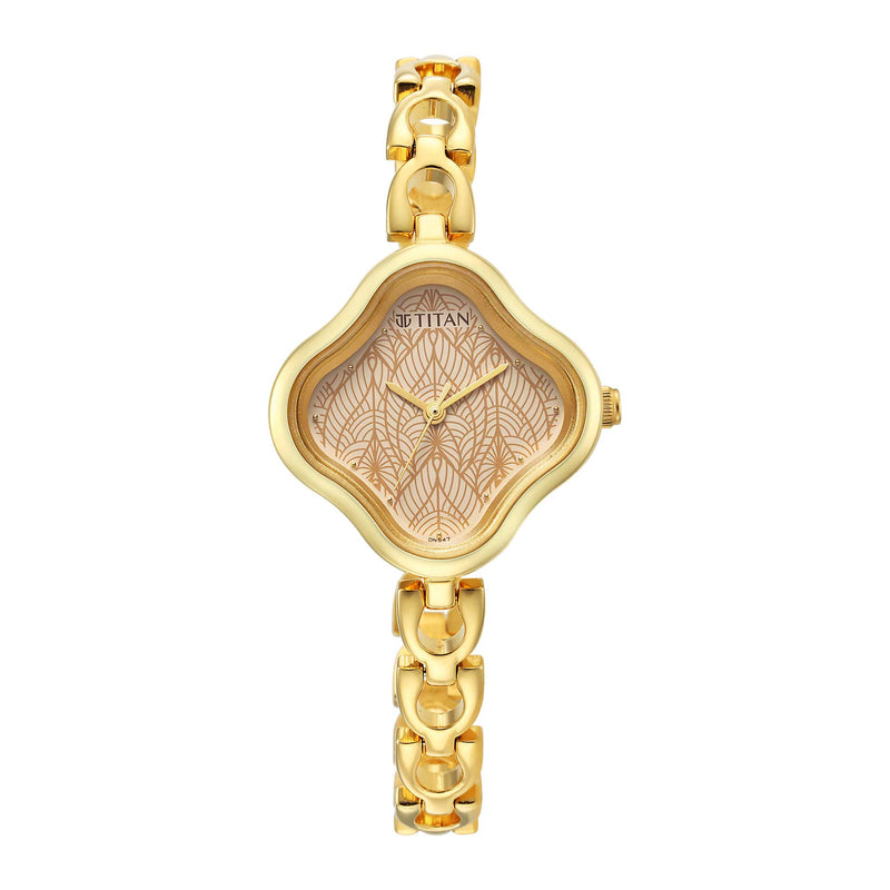 Titan Karishma Beige Dial Analog Metal Strap Watch for Women