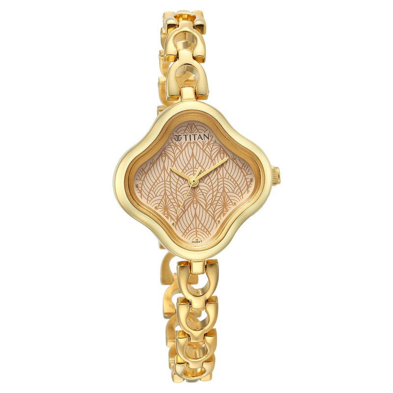 Titan Karishma Beige Dial Analog Metal Strap Watch for Women