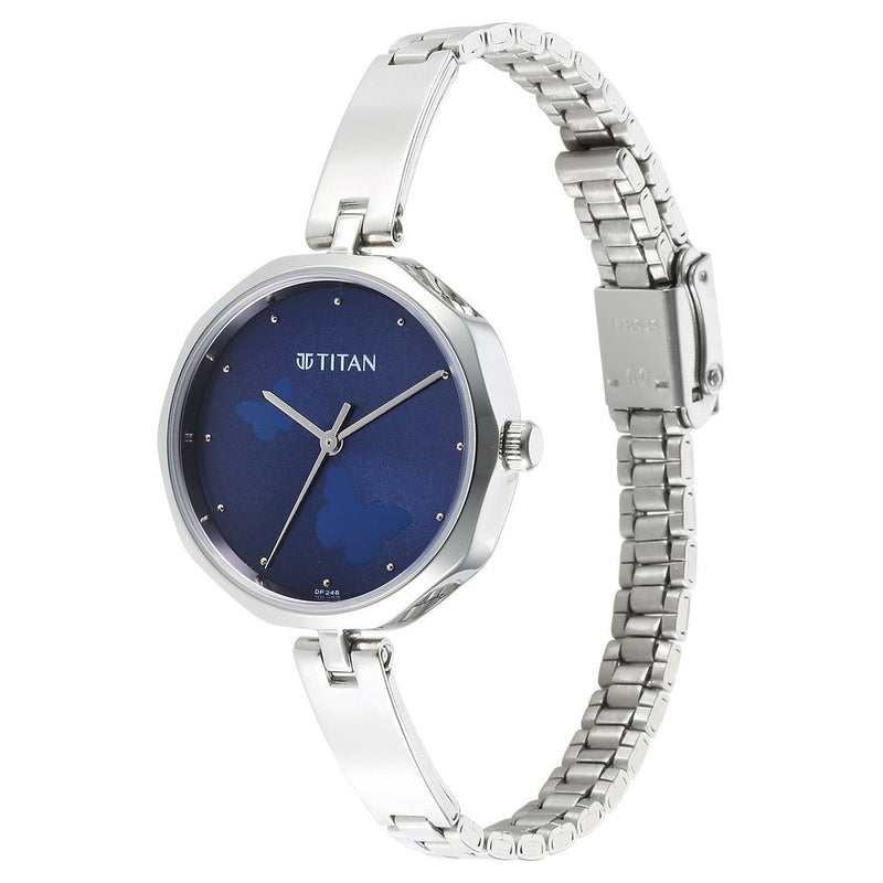 Titan Karishma Quartz Analog Blue Dial Stainless Steel Strap Watch for Women