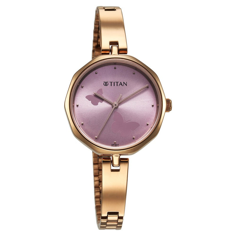 Titan Karishma Quartz Analog Pink Dial Stainless Steel Strap Watch for Women