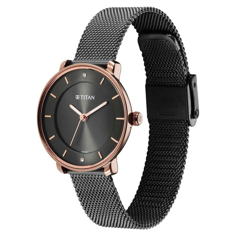 Titan Noir Anthracite Dial Analog Metal Strap Watch for Women