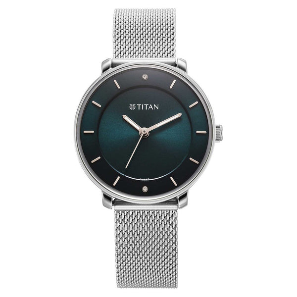 Titan Noir Blue Dial Analog Metal Strap Watch for Women