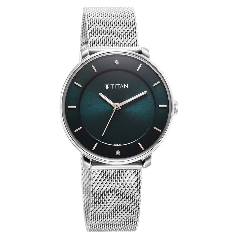 Titan Noir Blue Dial Analog Metal Strap Watch for Women