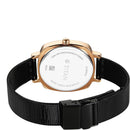 Titan Shaped Case Black Dial Metal Strap Watch