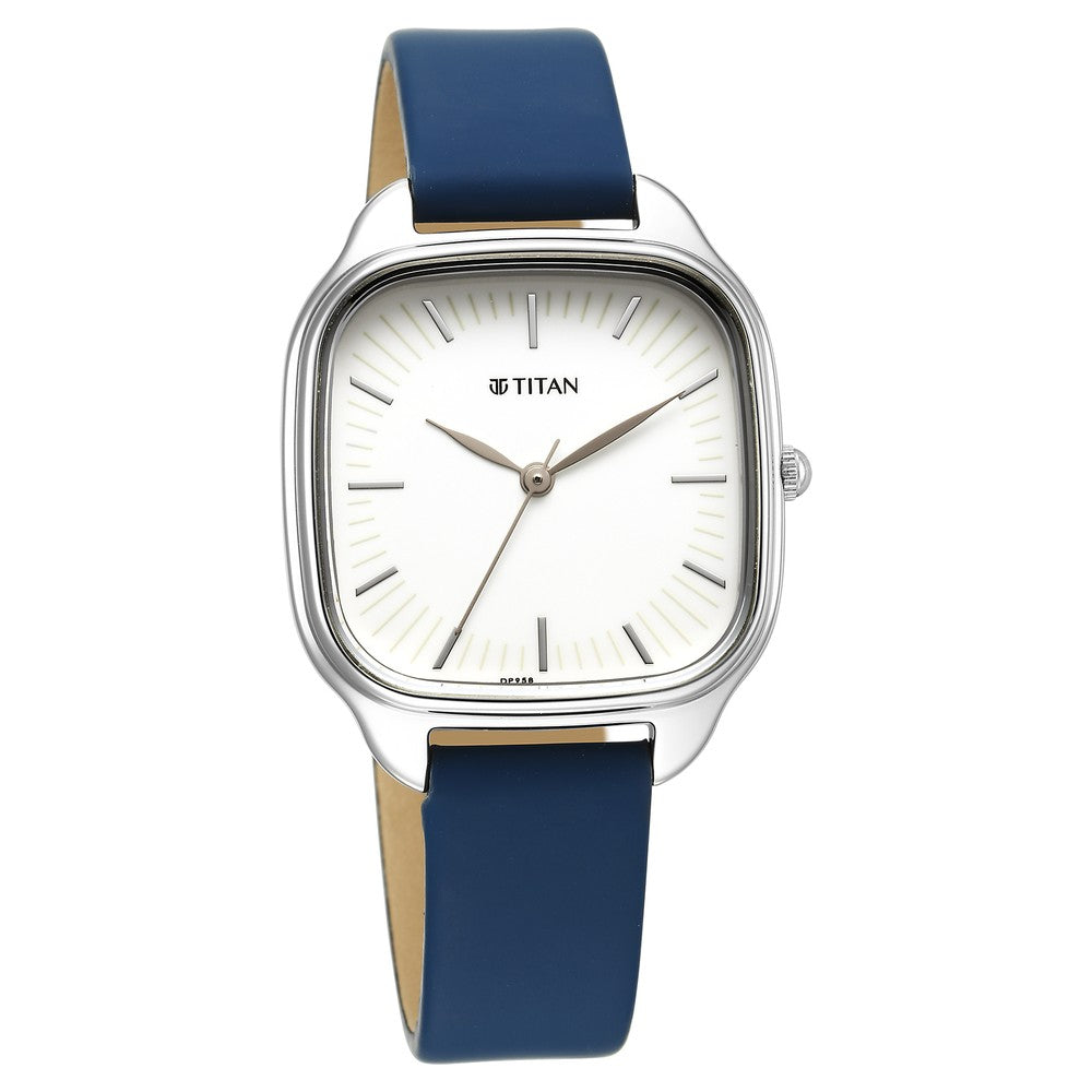 Workwear watch with white dial & leather strap sale