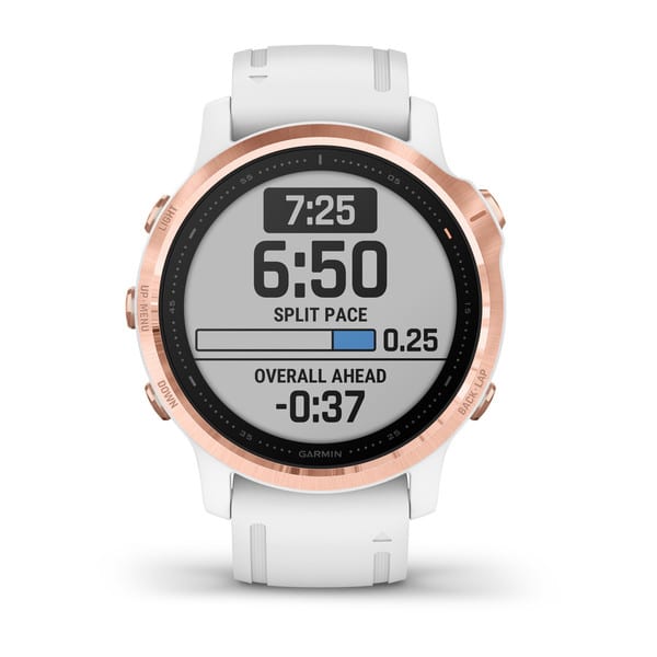 Garmin Fenix 6S Silicone White Strap Full Color Display Dial Watch - 010-02159-11