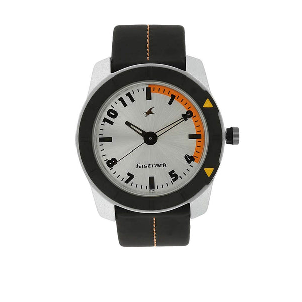 Fastrack Quartz Analog Grey Dial Leather Strap Watch for Guys