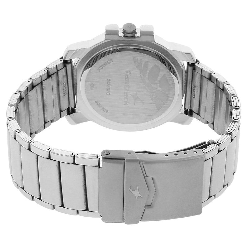 Fastrack Quartz Analog Silver Dial Stainless Steel Strap Watch for Guys