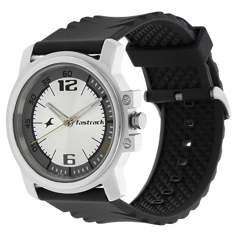 Fastrack Quartz Analog White Dial Plastic Strap Watch for Guys