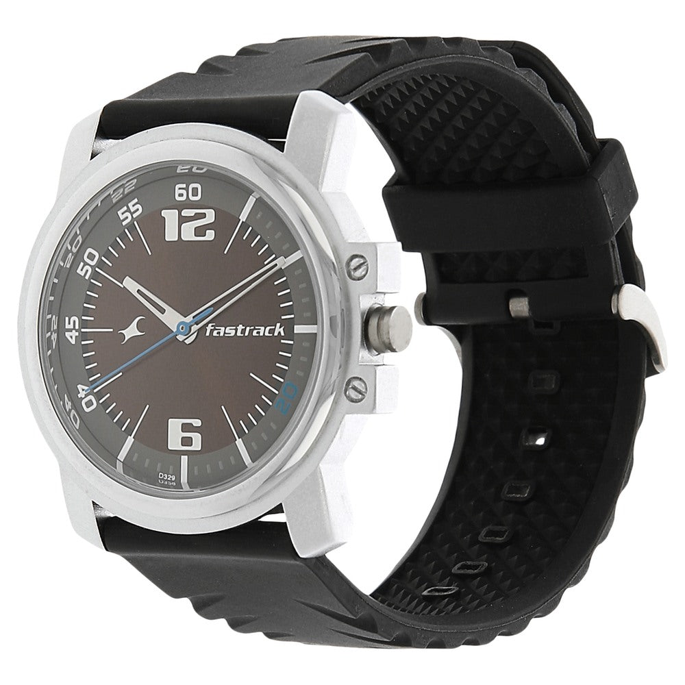 Fastrack Quartz Analog Brown Dial Plastic Strap Watch for Guys