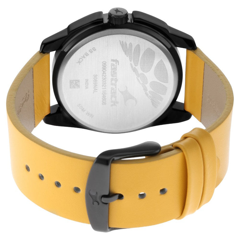 Fastrack Wear Your Look Quartz Analog Black Dial Leather Strap Watch for Guys